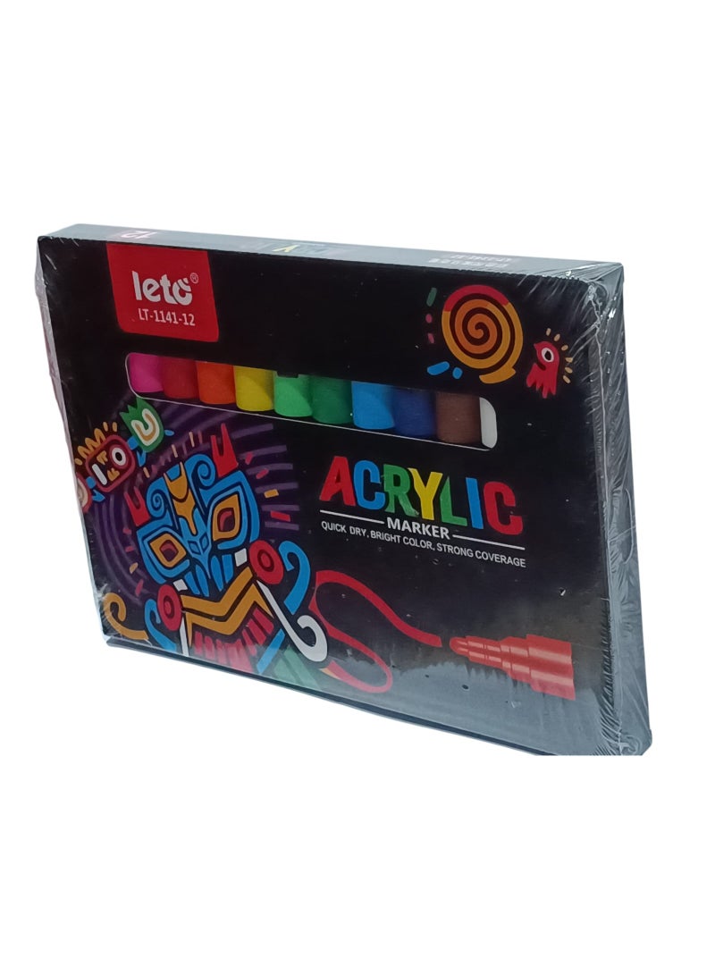 Leto 12 -Piece Paint Marker Set – Art Markers for Fabric, Rock, Canvas, School & DIY Crafts – Vibrant Water-Based Paint Pens for Artists and Kids - Image 3