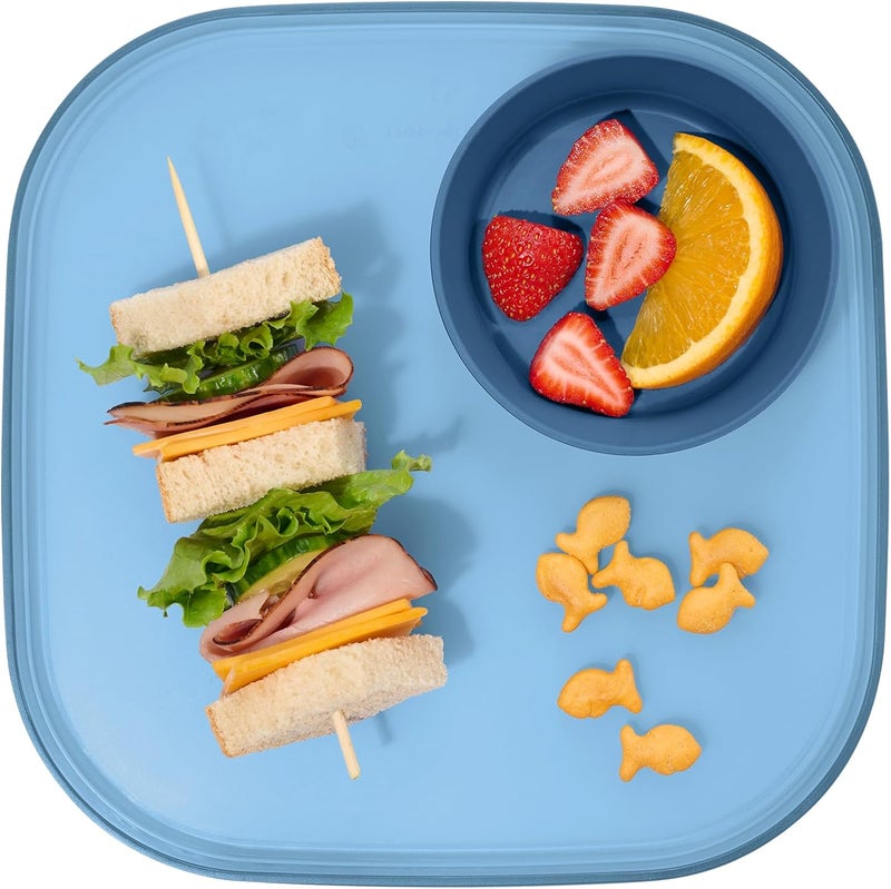 madesmart Dipware Reusable Dining PlateServing Tray for Appetizers and Snacks FoodSafe Appetizer Serving Platter with Removable Dip Bowl Blue - Image 1