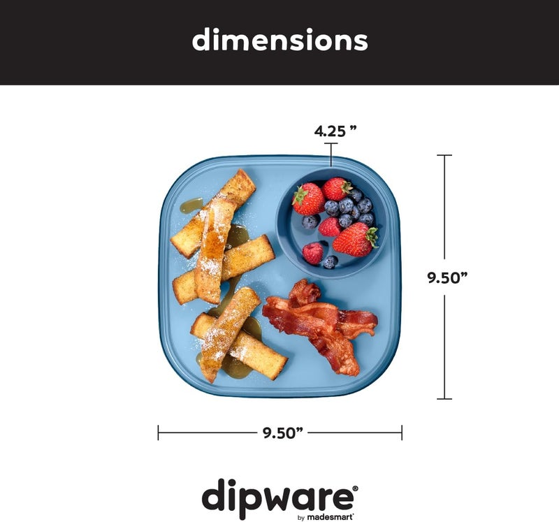 madesmart Dipware Reusable Dining PlateServing Tray for Appetizers and Snacks FoodSafe Appetizer Serving Platter with Removable Dip Bowl Blue - Image 3