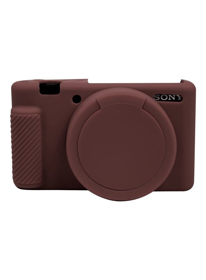 Easy Hood Camera Case for Sony ZV-1 Camera Removable Lens Cover,Anti-Scratch Silicone Soft Camera Case Compatible with Sony ZV-1 ZV1 Camera(Coffee) - Image 1