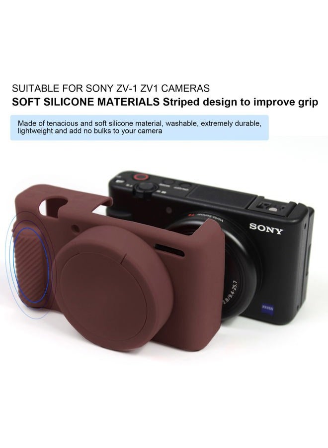 Easy Hood Camera Case for Sony ZV-1 Camera Removable Lens Cover,Anti-Scratch Silicone Soft Camera Case Compatible with Sony ZV-1 ZV1 Camera(Coffee) - Image 2