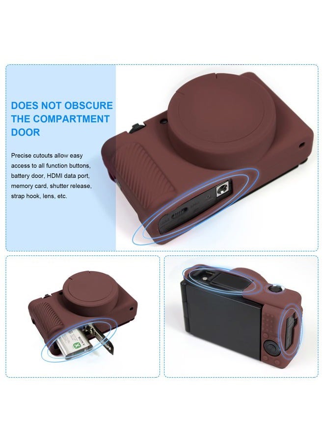 Easy Hood Camera Case for Sony ZV-1 Camera Removable Lens Cover,Anti-Scratch Silicone Soft Camera Case Compatible with Sony ZV-1 ZV1 Camera(Coffee) - Image 4