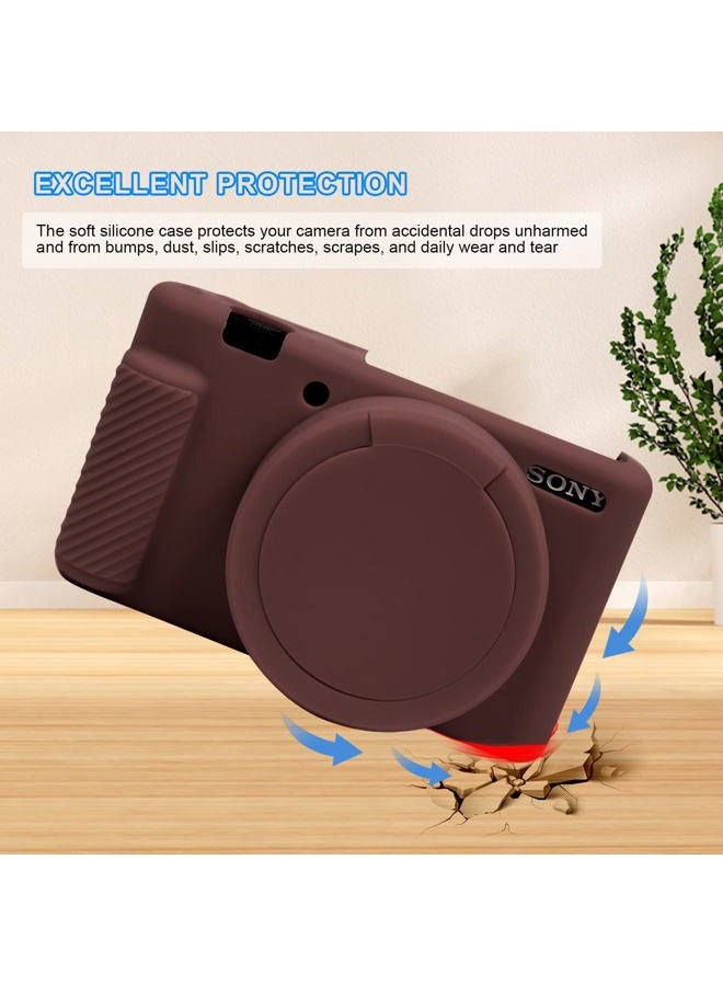 Easy Hood Camera Case for Sony ZV-1 Camera Removable Lens Cover,Anti-Scratch Silicone Soft Camera Case Compatible with Sony ZV-1 ZV1 Camera(Coffee) - Image 3