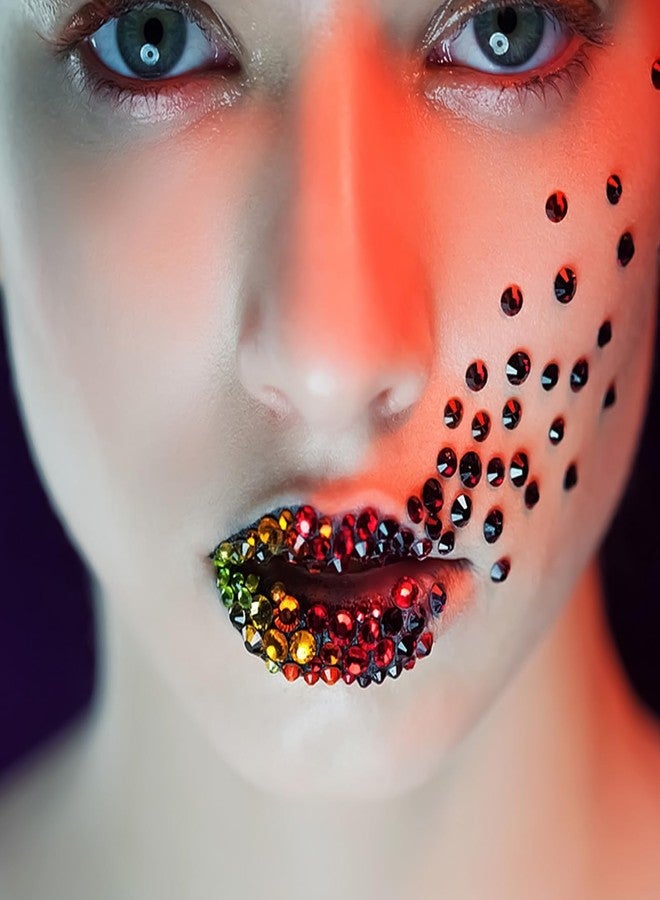 Doneace 975Pcs Face Gems Hair Gems, Self-Adhesive Face Jewels Eye Jewels Rhinestones 3/4/5/6 mm Face Gems Stick on, Rhinestones Gems Crystals for DIY Face Eyes Makeup Body, Crafts (Color) - Image 5
