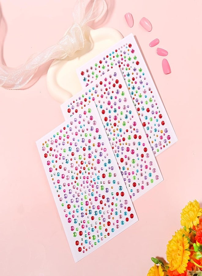Doneace 975Pcs Face Gems Hair Gems, Self-Adhesive Face Jewels Eye Jewels Rhinestones 3/4/5/6 mm Face Gems Stick on, Rhinestones Gems Crystals for DIY Face Eyes Makeup Body, Crafts (Color) - Image 3