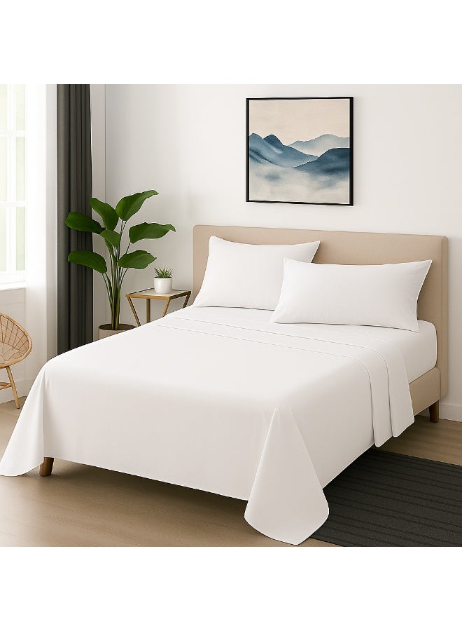 سنوز، طقم ملاية عاديه، 3قطع، أبيض، 220*240 سم - Image 1