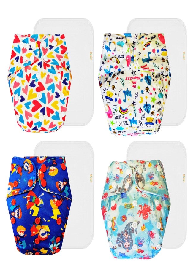Dumbledo Premium Cloth Diaper with Cotton Insert (Pack of 4) | Snug Fit | Leakproof | Travel Friendly | Ideal for Toddlers | 3 Months - 3 Years | Unisex Baby - Image 1