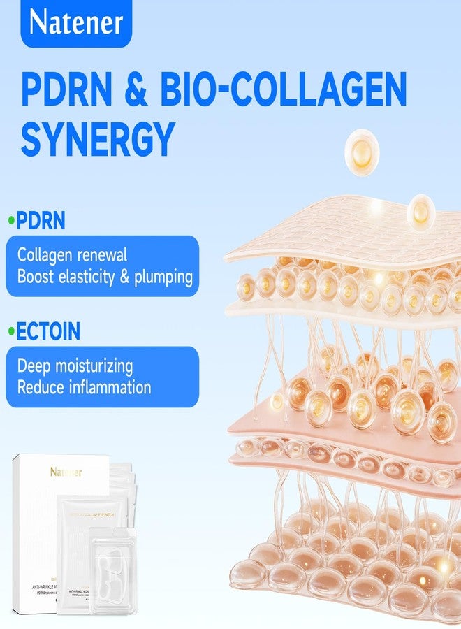 Natener 4 pairs PDRN & ECTOIN Micro Eye Patches, Under Eye Patches for Puffy eyes, Dark Circles & Wrinkle | Hyaluronic Acid, Kojic Acid, Collagen, Peptides, Vitamin C, Niacinamide - Korean Popular Eye Care - Image 3