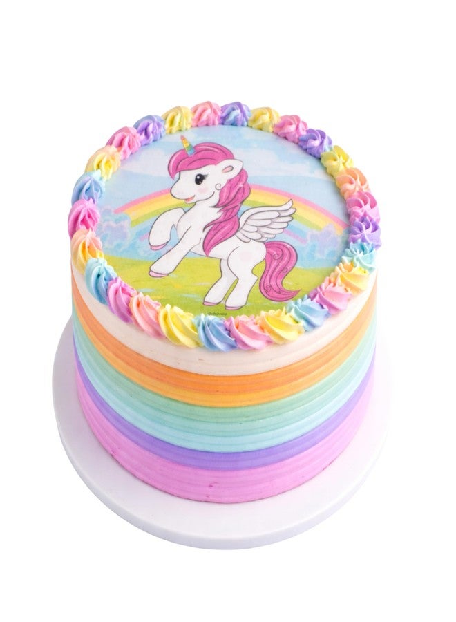 Dekora, Edible Unicorn Cake Decorations, Edible Cake Toppers Decoration for Kids Birthday, Unicorn Image Sheet for DIY Cake Decorating, 7.8-Inch Round Wafer Paper, Sugar-Free - Image 1