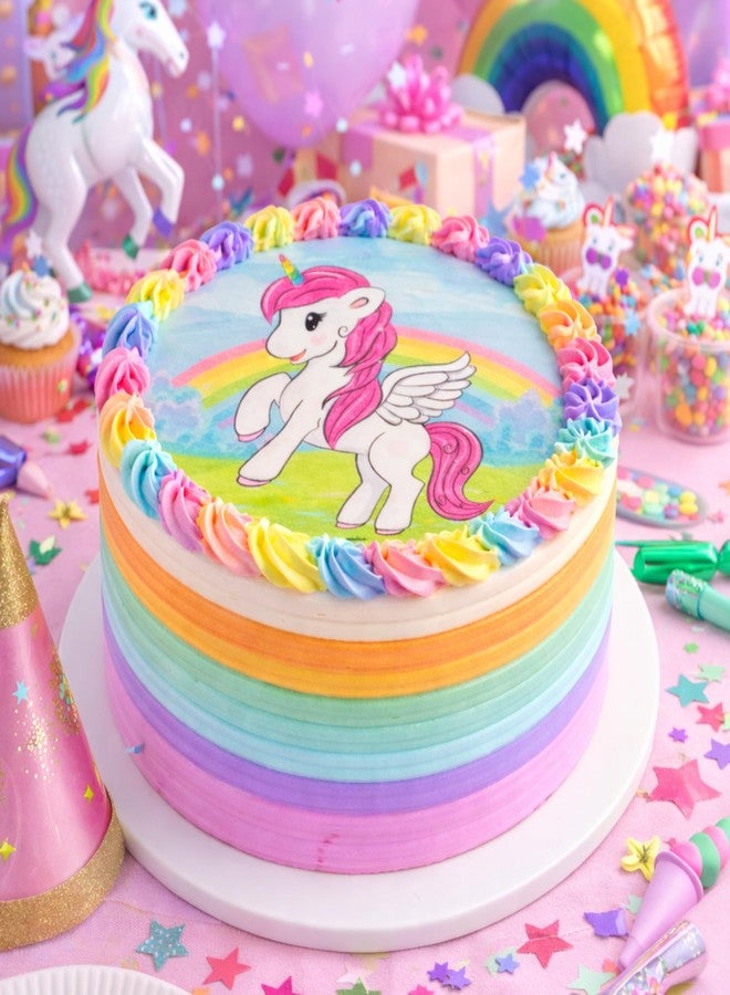 Dekora, Edible Unicorn Cake Decorations, Edible Cake Toppers Decoration for Kids Birthday, Unicorn Image Sheet for DIY Cake Decorating, 7.8-Inch Round Wafer Paper, Sugar-Free - Image 5