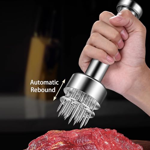 Kloahmo Stainless Steel Meat Tenderizer Tool, 21 Sharp Needles, Meat Piercing, Tenderizing Steak, Beef, Chicken, Pork, Barbecue, Marinating, Small Meat Grinder - Image 4