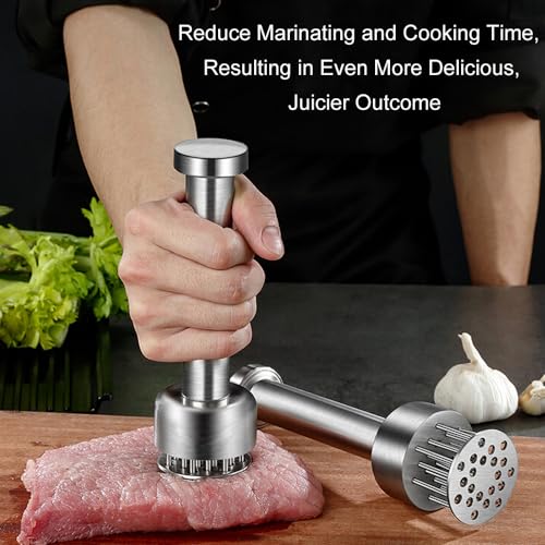 Kloahmo Stainless Steel Meat Tenderizer Tool, 21 Sharp Needles, Meat Piercing, Tenderizing Steak, Beef, Chicken, Pork, Barbecue, Marinating, Small Meat Grinder - Image 2