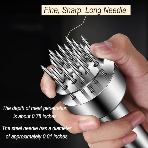 Kloahmo Stainless Steel Meat Tenderizer Tool, 21 Sharp Needles, Meat Piercing, Tenderizing Steak, Beef, Chicken, Pork, Barbecue, Marinating, Small Meat Grinder - Image 5