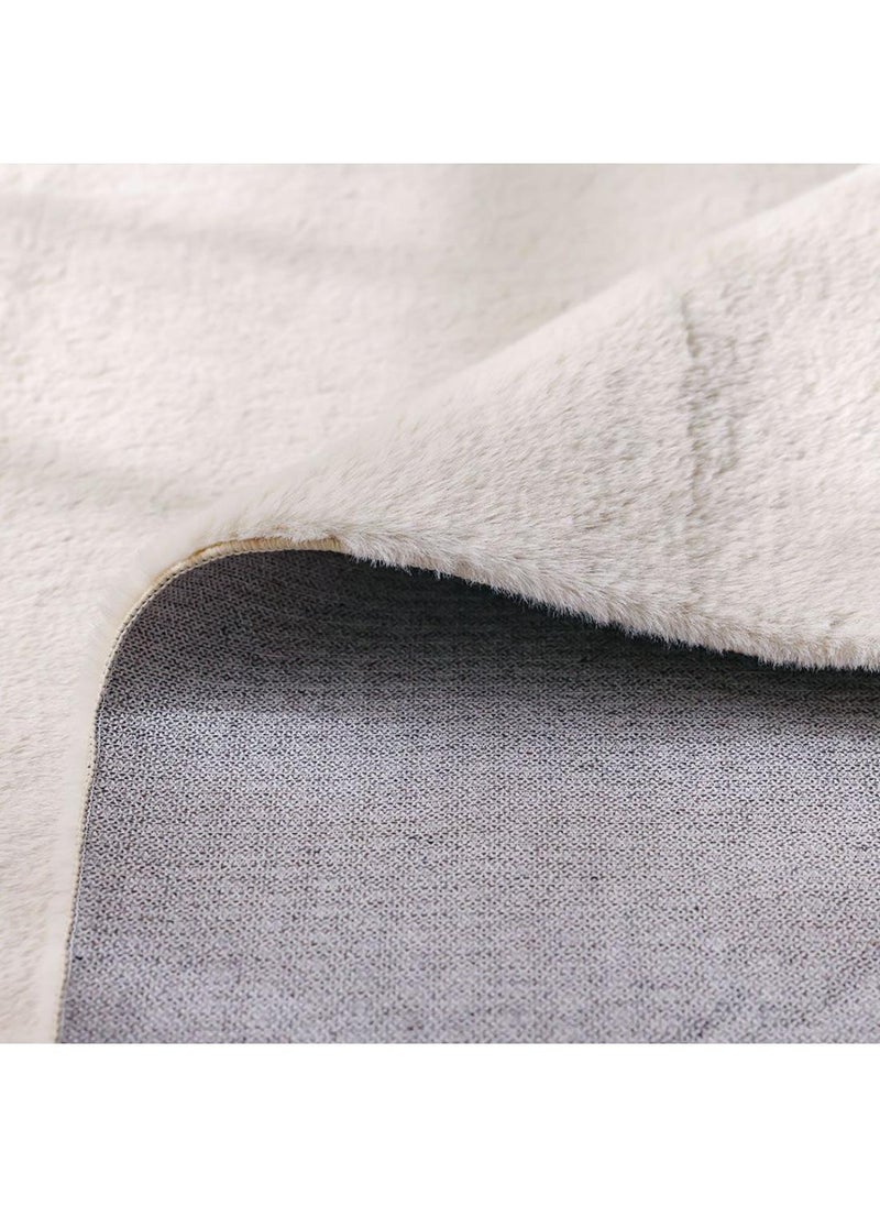 Sable Solid Soft Fur Rug  Polyester Area Rug Floor Covering L300xW200cm-Pearl White