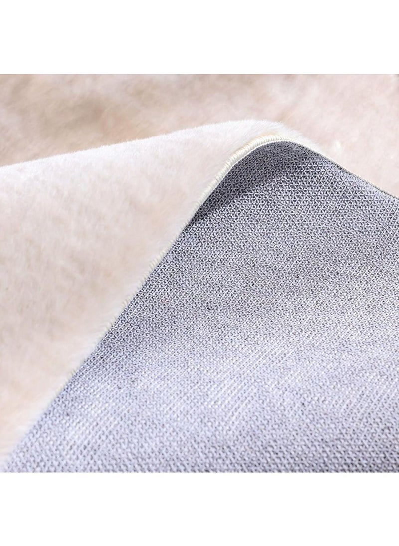 Sable Solid Soft Fur Rug  Polyester Area Rug Floor Covering L300xW200cm-Pearl White