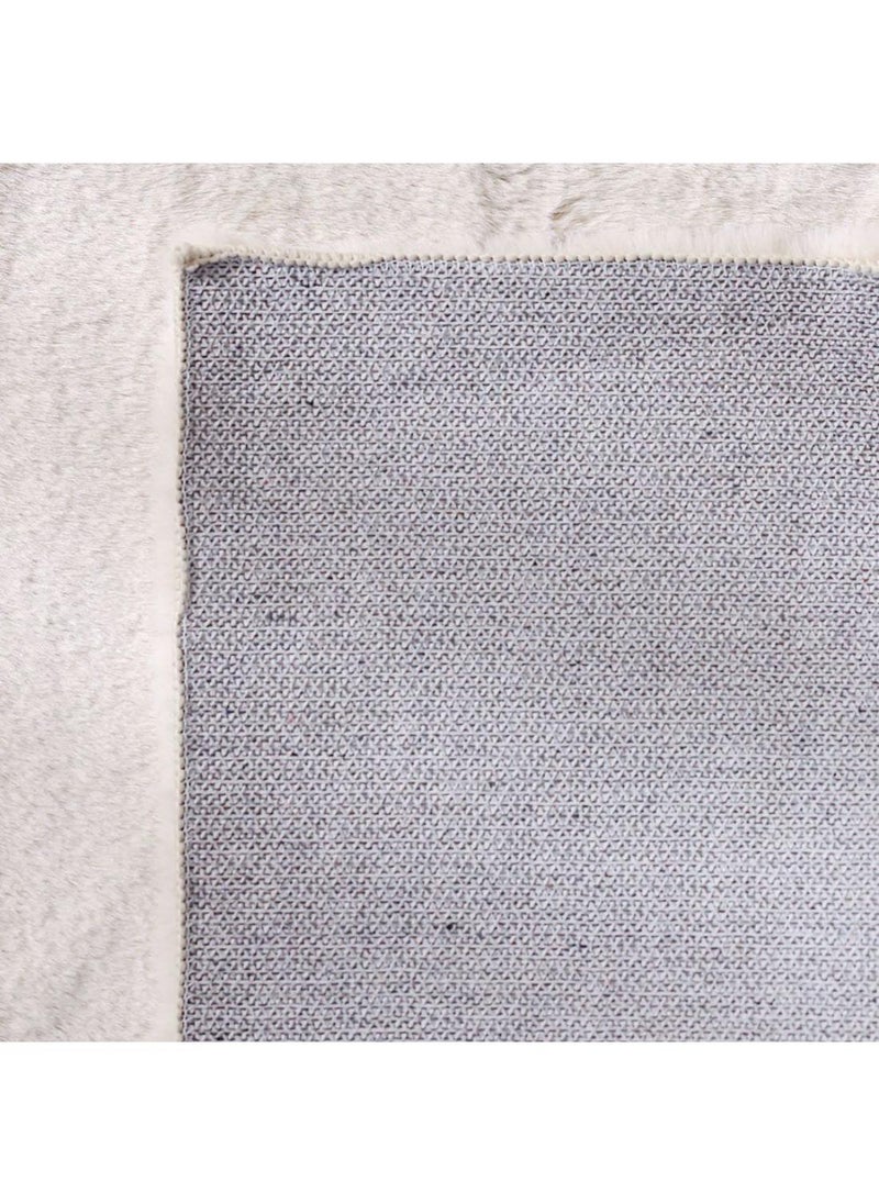 Sable Solid Soft Fur Rug  Polyester Area Rug Floor Covering L300xW200cm-Pearl White