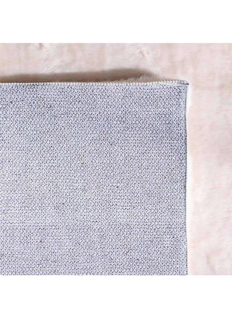 Sable Solid Soft Fur Rug  Polyester Area Rug Floor Covering L300xW200cm-Pearl White