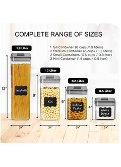 Arabest 7 Pack Airtight Kitchen Storage Organizer, Stackable Boxes Containers with Labels, Cereal & Dry Food Storage Containers for Sugar, Snack, Baking Supplies  - Image 5
