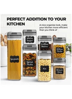 Arabest 7 Pack Airtight Kitchen Storage Organizer, Stackable Boxes Containers with Labels, Cereal & Dry Food Storage Containers for Sugar, Snack, Baking Supplies  - Image 2