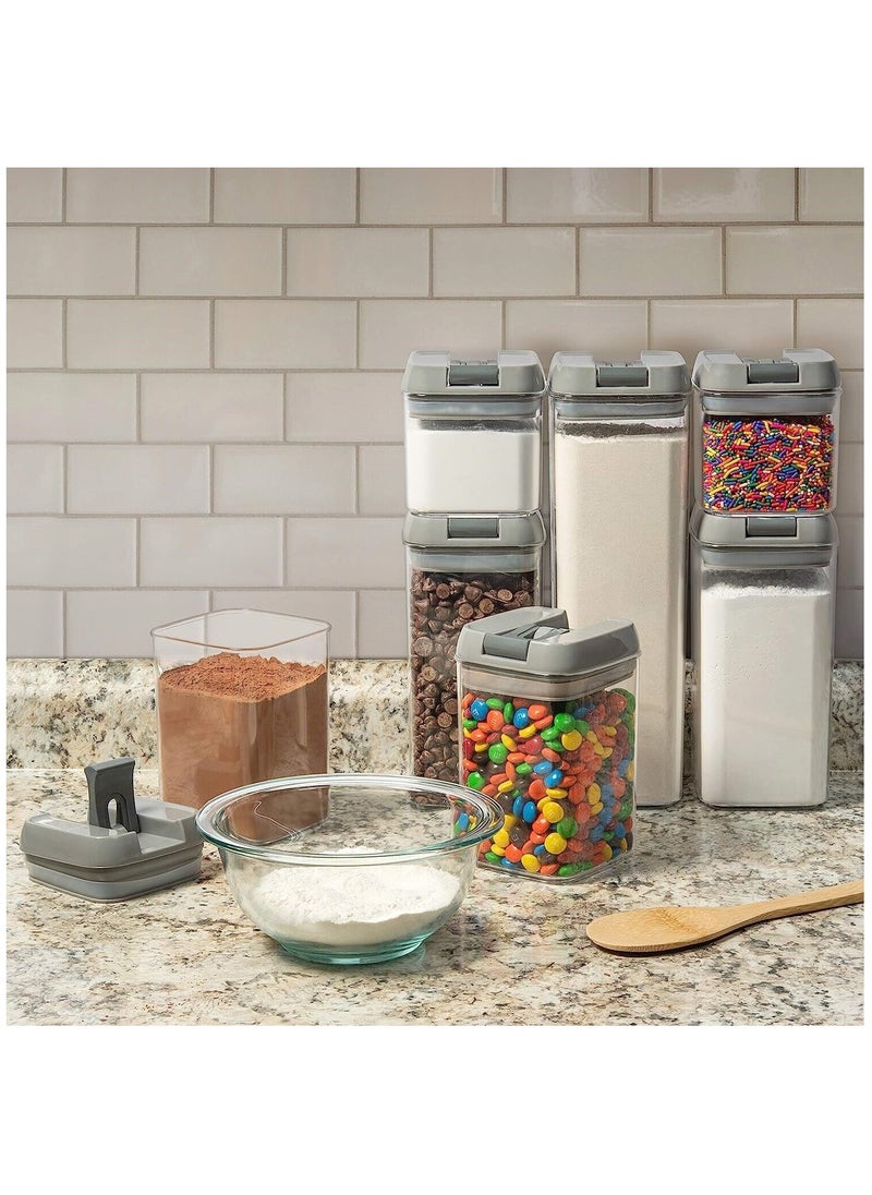 Arabest - 7 Pack Airtight Kitchen Storage Organizer, Stackable Boxes Containers with Labels, Cereal & Dry Food Storage Containers for Sugar, Snack, Baking Supplies - Image 1