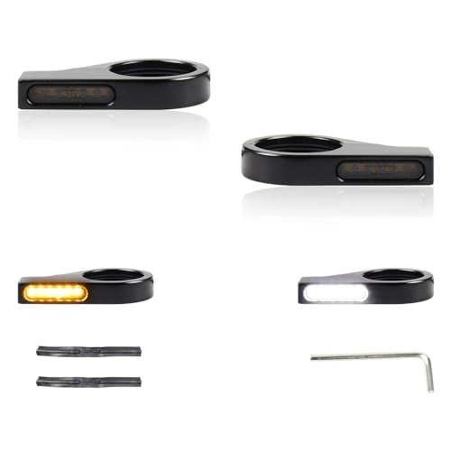 FACAILAHA Motorcycle Front Fork LED Turn Signals Universal Sequential Switchback Running Lights 12V Amber Blinkers W/Mounting Bracket fit Honda Harley Yamaha Suzuki Kawasaki - Image 1