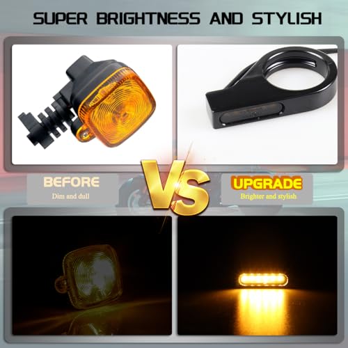 FACAILAHA Motorcycle Front Fork LED Turn Signals Universal Sequential Switchback Running Lights 12V Amber Blinkers W/Mounting Bracket fit Honda Harley Yamaha Suzuki Kawasaki - Image 2