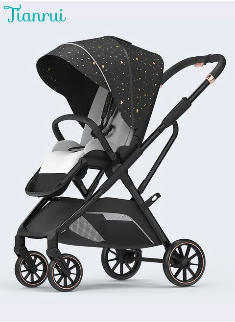 Luxury Lightweight Baby Stroller Pram for Travel – High-View Infant Stroller with Adjustable Backrest, Tianrui Luxury Baby Stroller, Two-Way Recline, Easy Foldable Design, Five-point Safety Belt, Dual Direction – Ideal for Newborns & Toddlers