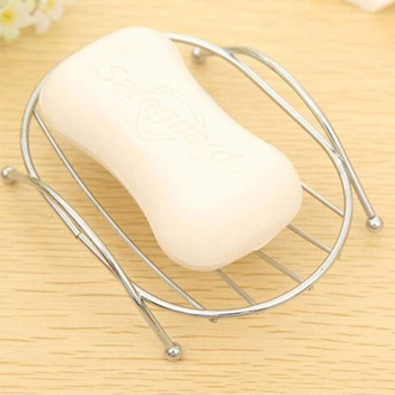 comfrt 2pcs Stainless Steel Soap Tray Shower Bar Soap Holder Drain Soap Rack for Toilet Bathroom Kitchen (Oval Square Each Pattern 1pcs) - Image 4