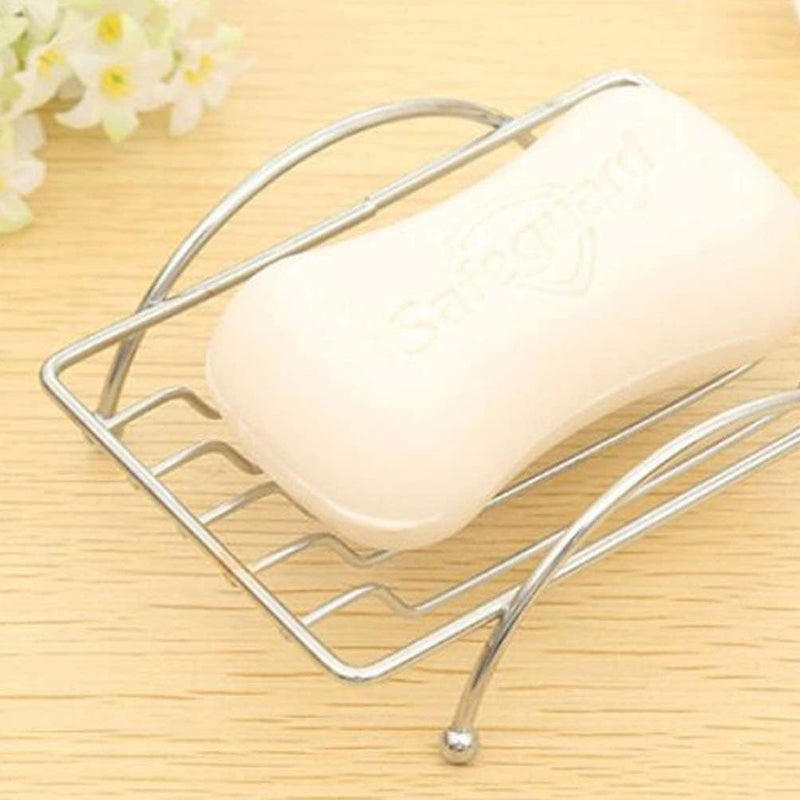 comfrt 2pcs Stainless Steel Soap Tray Shower Bar Soap Holder Drain Soap Rack for Toilet Bathroom Kitchen (Oval Square Each Pattern 1pcs) - Image 2
