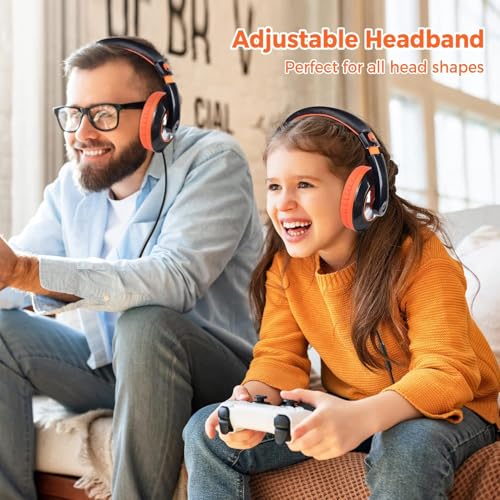 rockpapa Comfort+ Kids Headphones with Microphone, Boys Girls Student Over-Ear Headphones Wired for School Classroom Laptop PC Computer Tablet Black Orange - Image 5