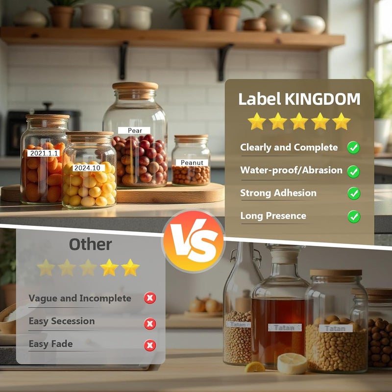 لايبل كينجدوم ملصقات متوافقة مع علامة KINGDOM بديلة لشريط ملصقات DYMO D1 إعادة تعبئة 45013 S0720530، مقاس 1/2 بوصة 23 قدمًا باللون الأسود على الأبيض لآلة صنع الملصقات Dymo LabelManager 160 210D 260P 450D، عبوة من 4 قطع - Image 4