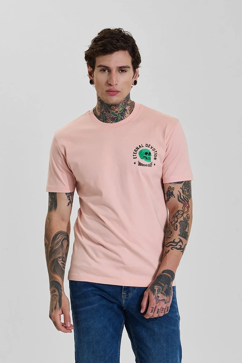 سنيتش تيشيرت ضيق بطبعة جرافيك وردي إضاءة أبدية