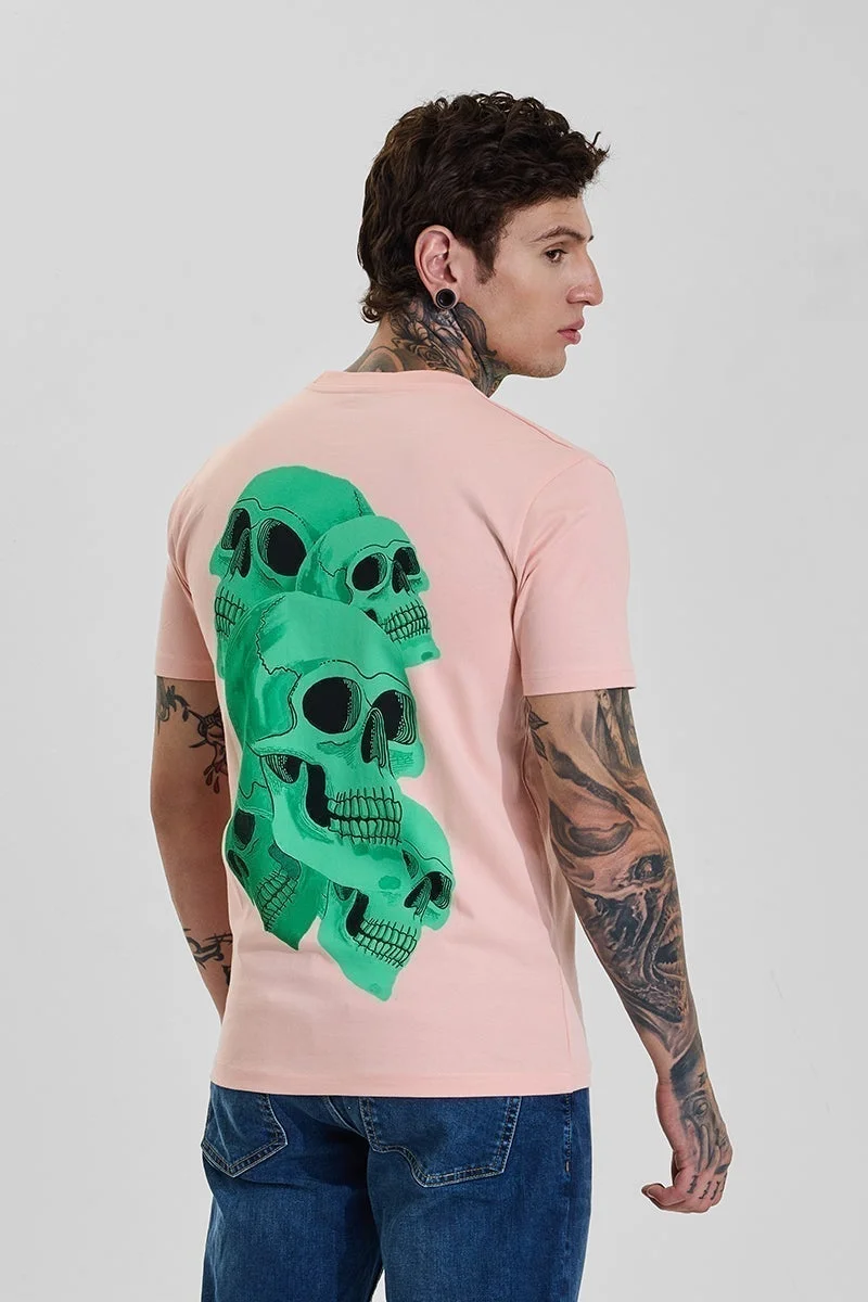 سنيتش تيشيرت ضيق بطبعة جرافيك وردي إضاءة أبدية