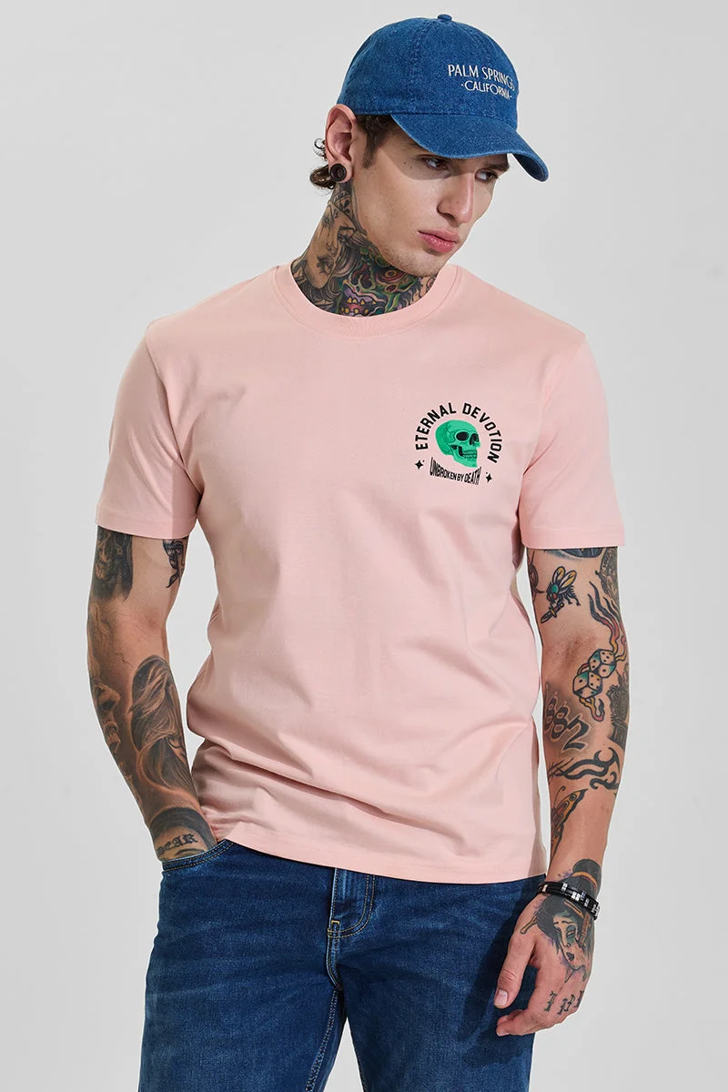 Snitch  Eternal Light Pink Graphic Print Slim Fit T-Shirt for Men | Best Price UAE