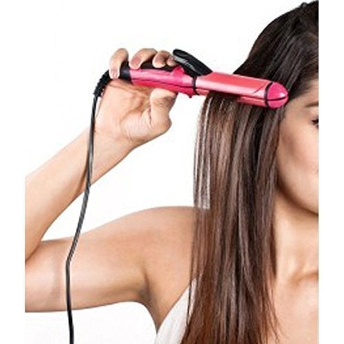 GRAVITY 2 in 1 Hair Straightener and Curler Professional Ceramic Hair Styling Tool Pink - Image 3