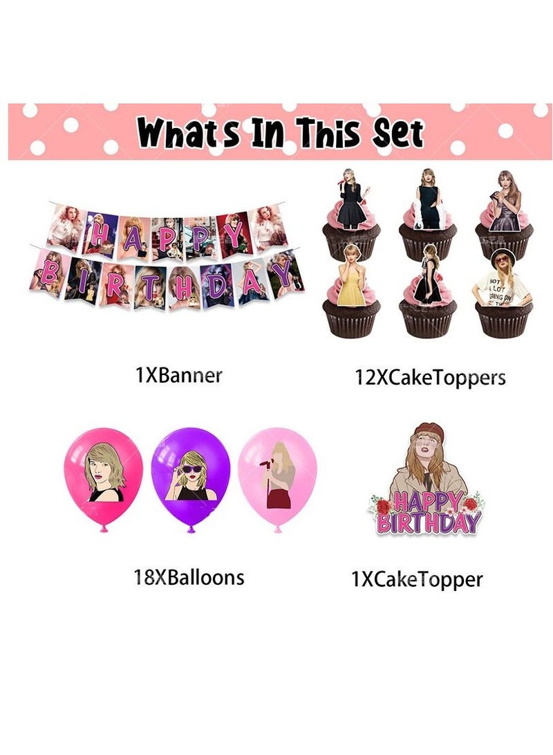 Furtey Taylor Theme Decoration Taylor Swift Birthday Flag Balloon Party Supplies - Image 2
