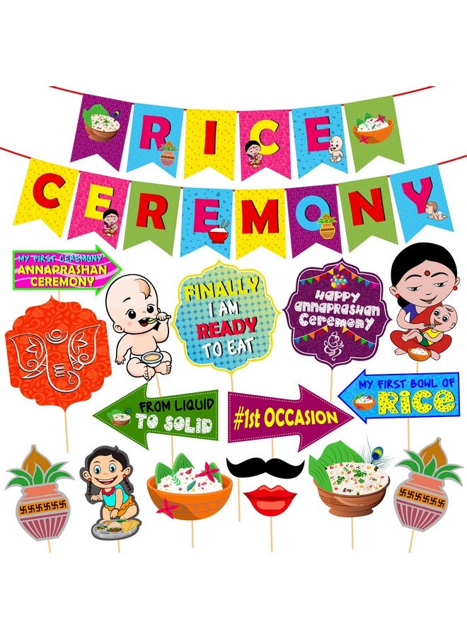 Party Propz - Party Propz Annaprashan Decoration Items - 17Pcs Rice Ceremony Decorations Items with Banner (Cardstock), Annaprashana Photo Booth Props | Annaprasana Decoration Items, Annaprasana Decoration Backdrop - Image 1