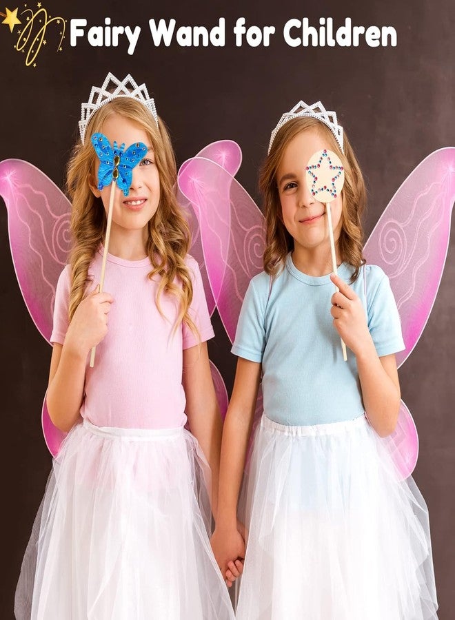 Pllieay Princess Fairy Wands Kit Include 18 Pieces 6 Styles Unfinished Wooden Princess Wand and 4 Gem Stickers Princess Art Magical Show for Party Supplies - Image 4