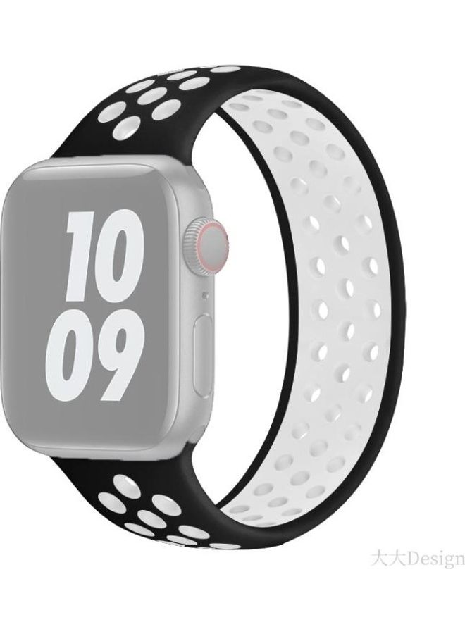 NIBEMINENT Elastic Silicone Watchband For Apple Watch Series 6/SE/5/4 44mm - 3/2/1 42mm Black/White - Image 1
