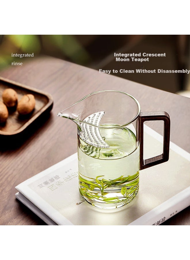 Yihutea Tea Infuser Cup With Tea Separator, Crescent-Shaped Glass Cup, Heat-Resistant, Office Teapot, Single Cup For One Person - Image 4