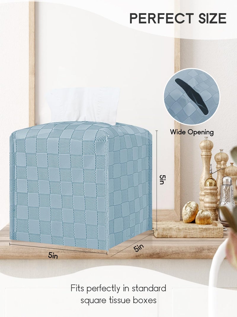 TOGETRUE Tissue Box Cover, Tissue Box Holder Square, Tissue Holders Decorative Organizer for Home Decor, Tabletop and Car, 5"X5"X5" (Blue) - Image 3