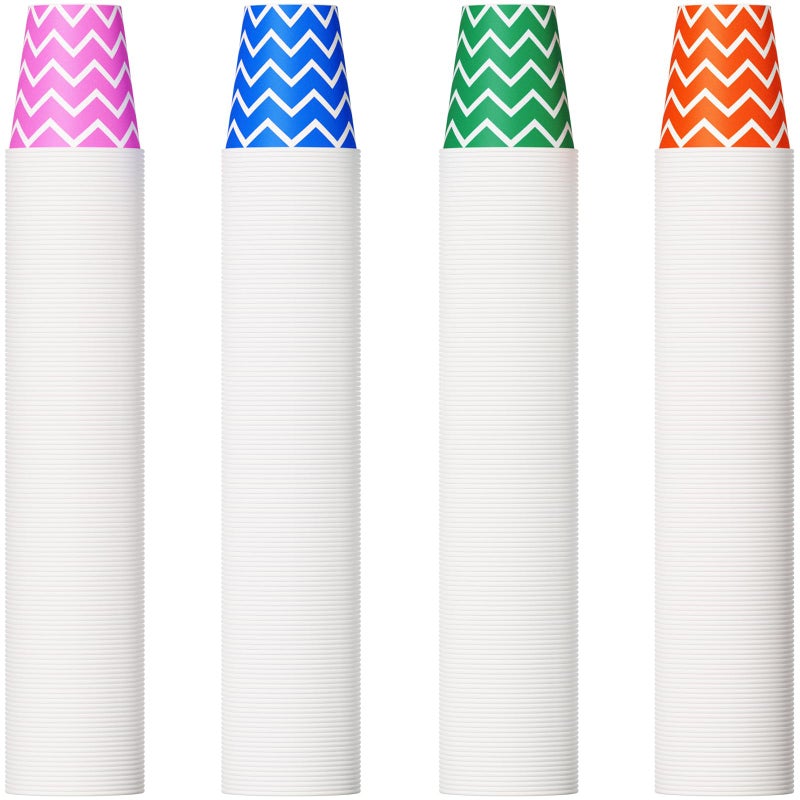 500 Pack 5oz Paper Cups Multicolor Paper Disposable Cups Small Mouthwash Cups Cold Beverage Drinking Cup for Party Travel and Event Strip