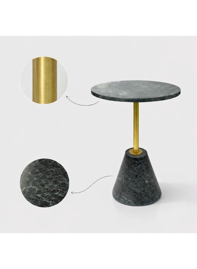 Handmade Side Table with Natural Marble Top and Base, Premium Iron Stand, 45 cm Height - Image 4