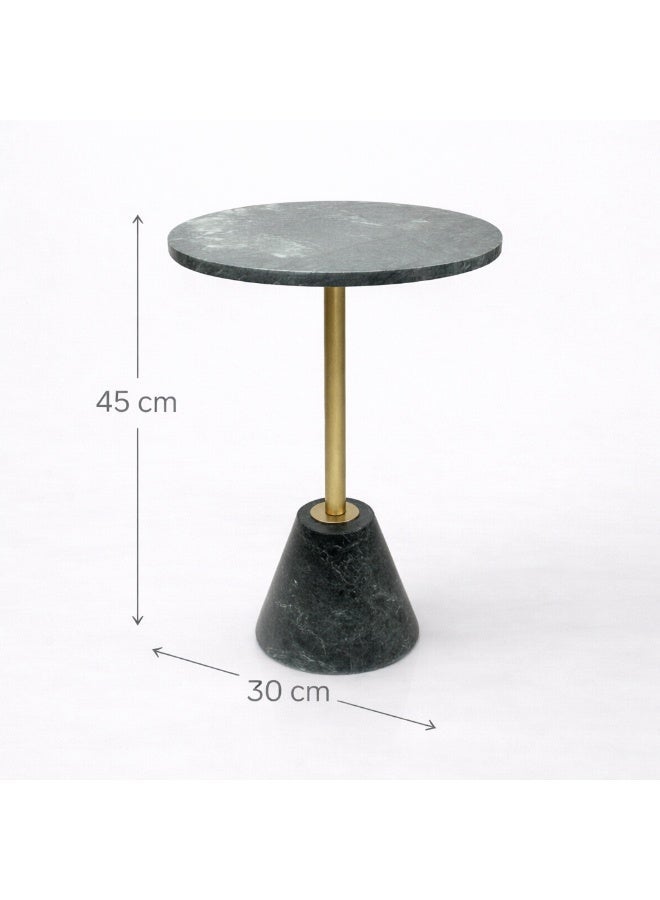 Handmade Side Table with Natural Marble Top and Base, Premium Iron Stand, 45 cm Height - Image 5