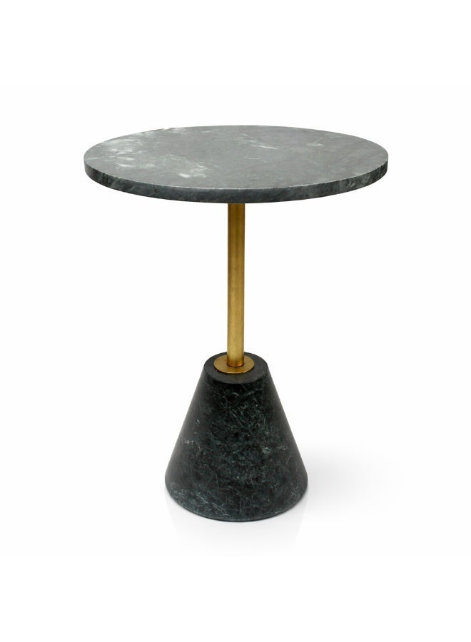 Handmade Side Table with Natural Marble Top and Base, Premium Iron Stand, 45 cm Height - Image 2