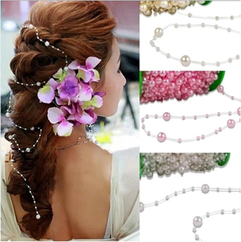Pearls String Garland 5yards/lot 3-8mm Fishing Line Artificial Pearls Flower Beads Chain Garland Flowers Wedding Party Decoration DIY Accessories(White) - Image 5