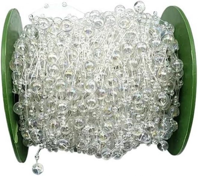Pearls String Garland 5yards/lot 3-8mm Fishing Line Artificial Pearls Flower Beads Chain Garland Flowers Wedding Party Decoration DIY Accessories(White) - Image 3
