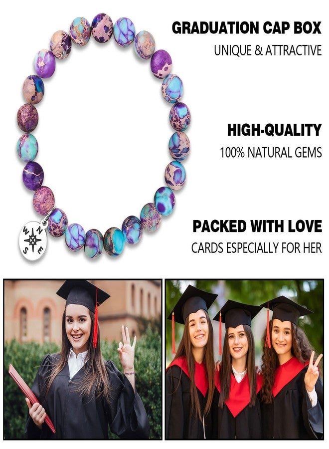 Tirdkid Graduation Gifts for Her - 2026 Class of Imperial Jasper and Compass Charm Bracelet, Perfect High School and College Graduation Jewelry - Image 4