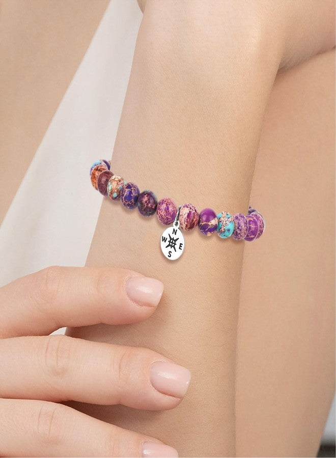Tirdkid Graduation Gifts for Her - 2026 Class of Imperial Jasper and Compass Charm Bracelet, Perfect High School and College Graduation Jewelry - Image 2