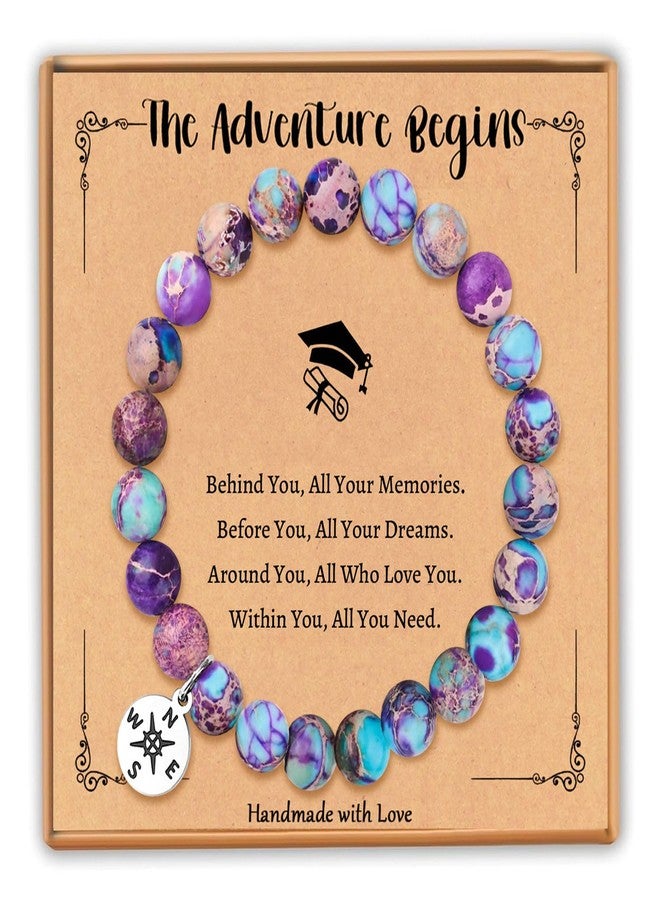 Tirdkid Graduation Gifts for Her - 2026 Class of Imperial Jasper and Compass Charm Bracelet, Perfect High School and College Graduation Jewelry - Image 1